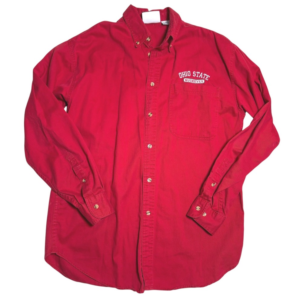Cadre Athletic VINTAGE 90s Ohio State Buckeyes‎ Red Button Down Shirt Men's Med